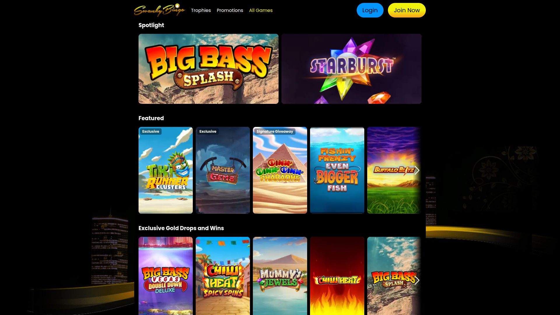 Juegos de escritorio de Swanky Bingo