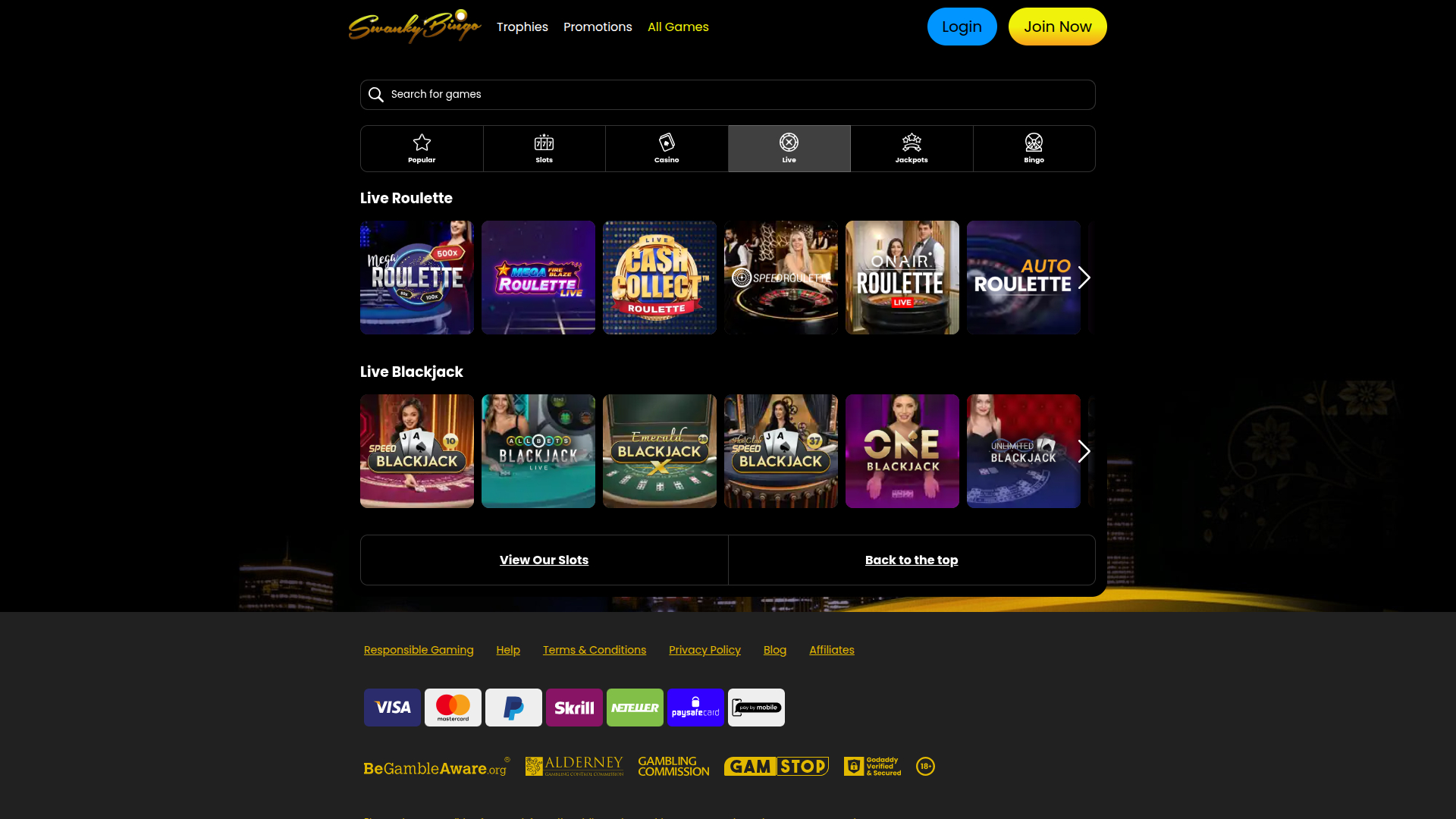 Crupier en vivo de escritorio de Swanky Bingo