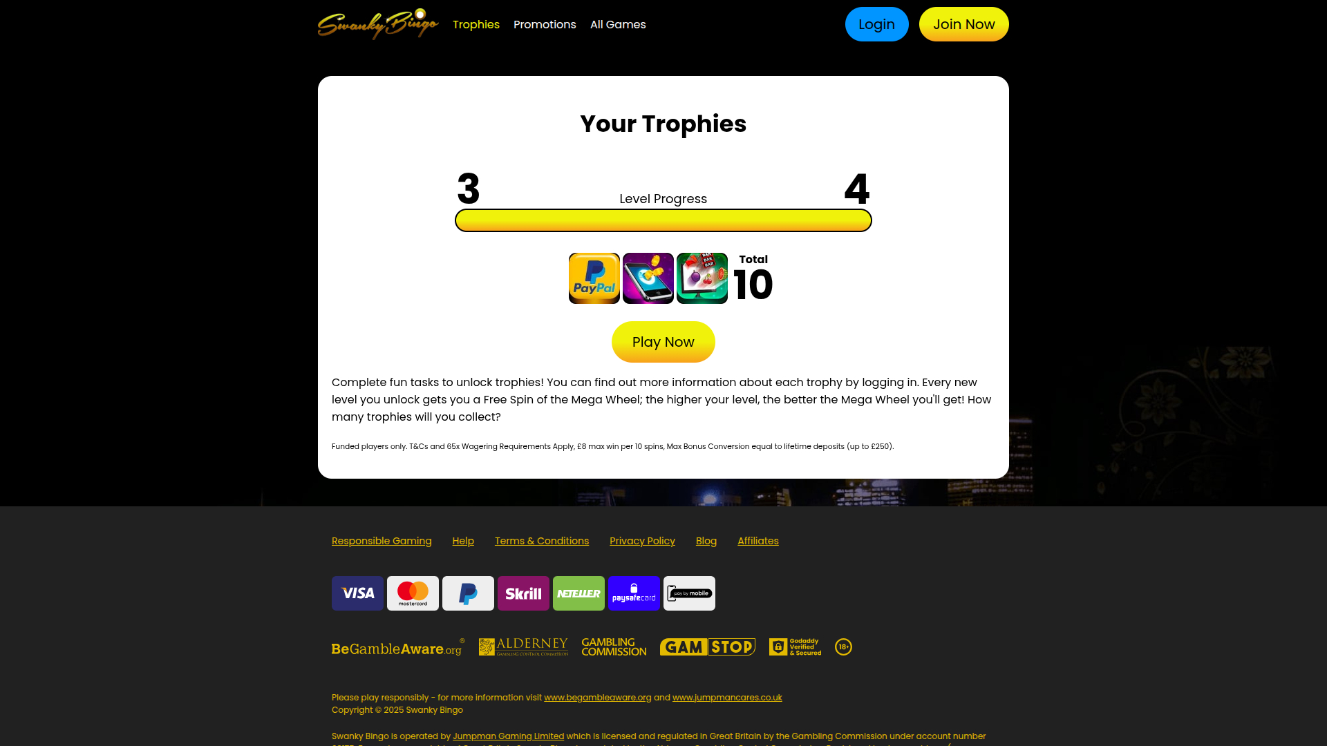 Trofeos de escritorio de Swanky Bingo