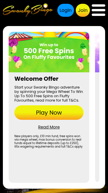 Promociones móviles de Swanky Bingo