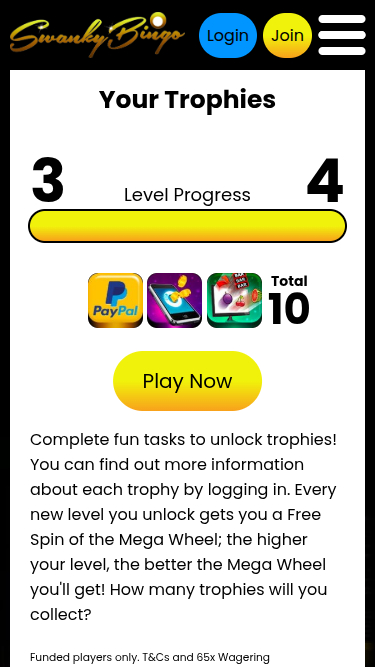 Trofeos móviles de Swanky Bingo