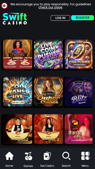 Croupier en direct mobile de Swift Casino