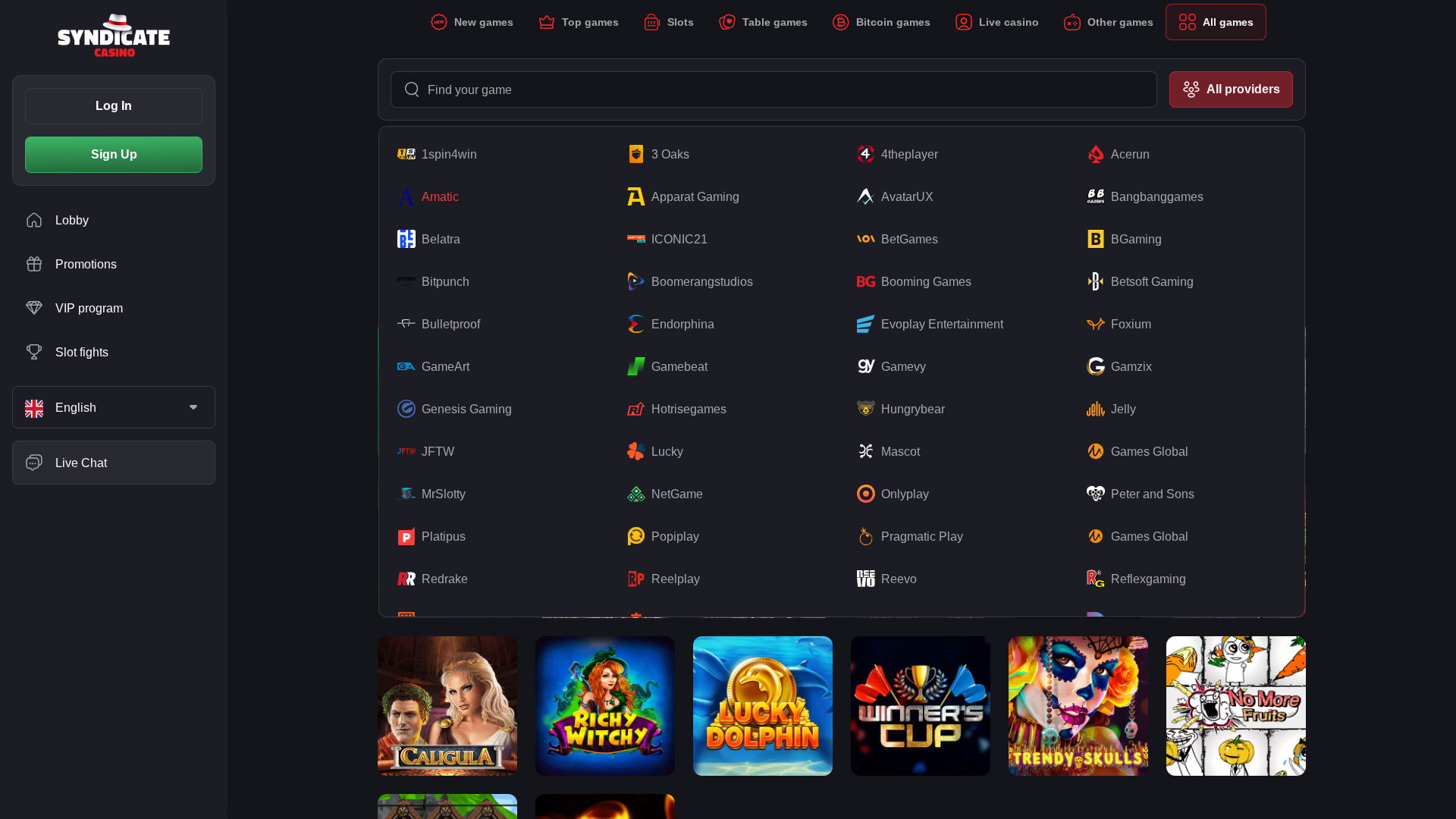 Développeurs de jeux sur ordinateur de Syndicate Casino