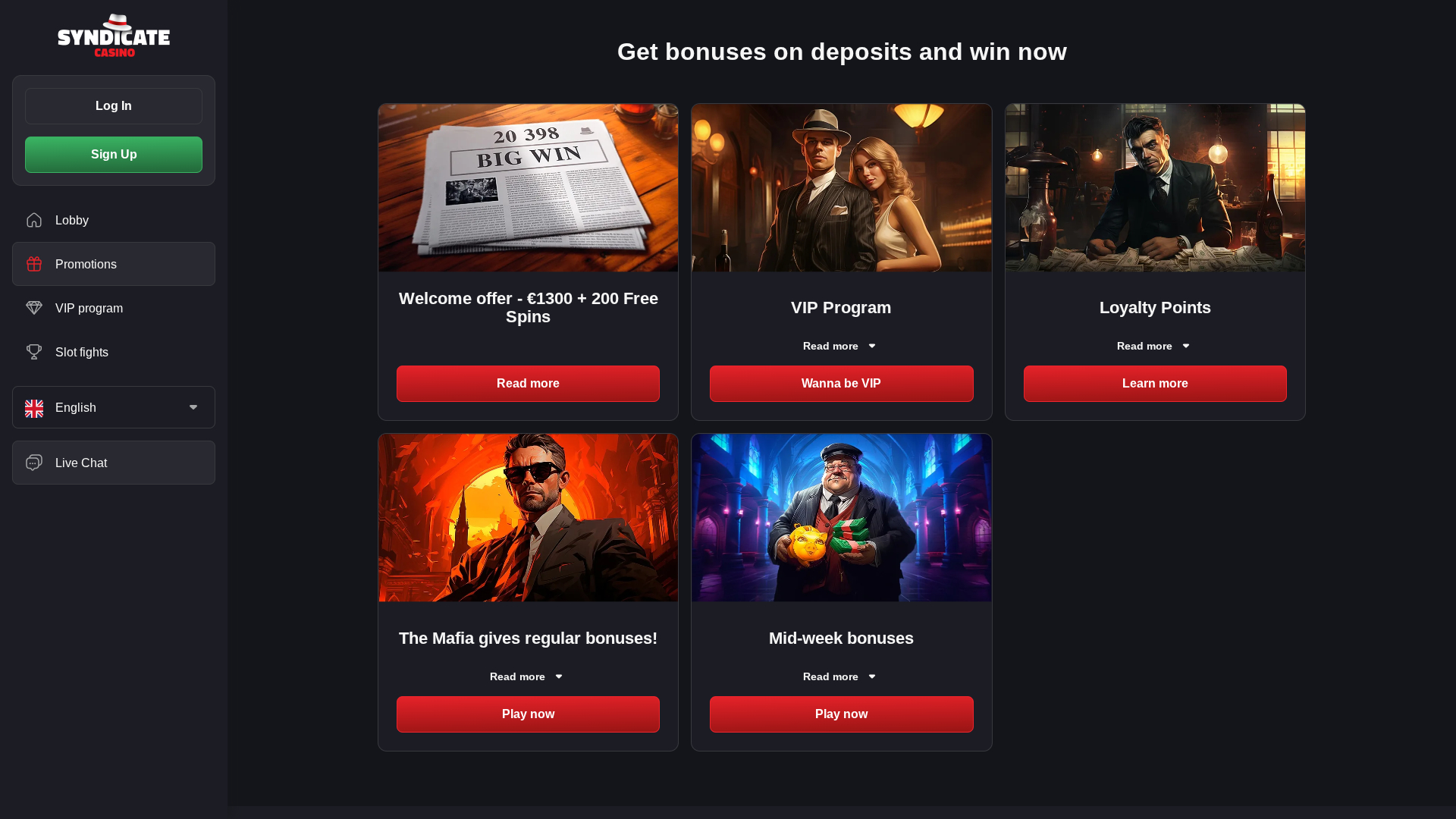 Promotions sur ordinateur de Syndicate Casino