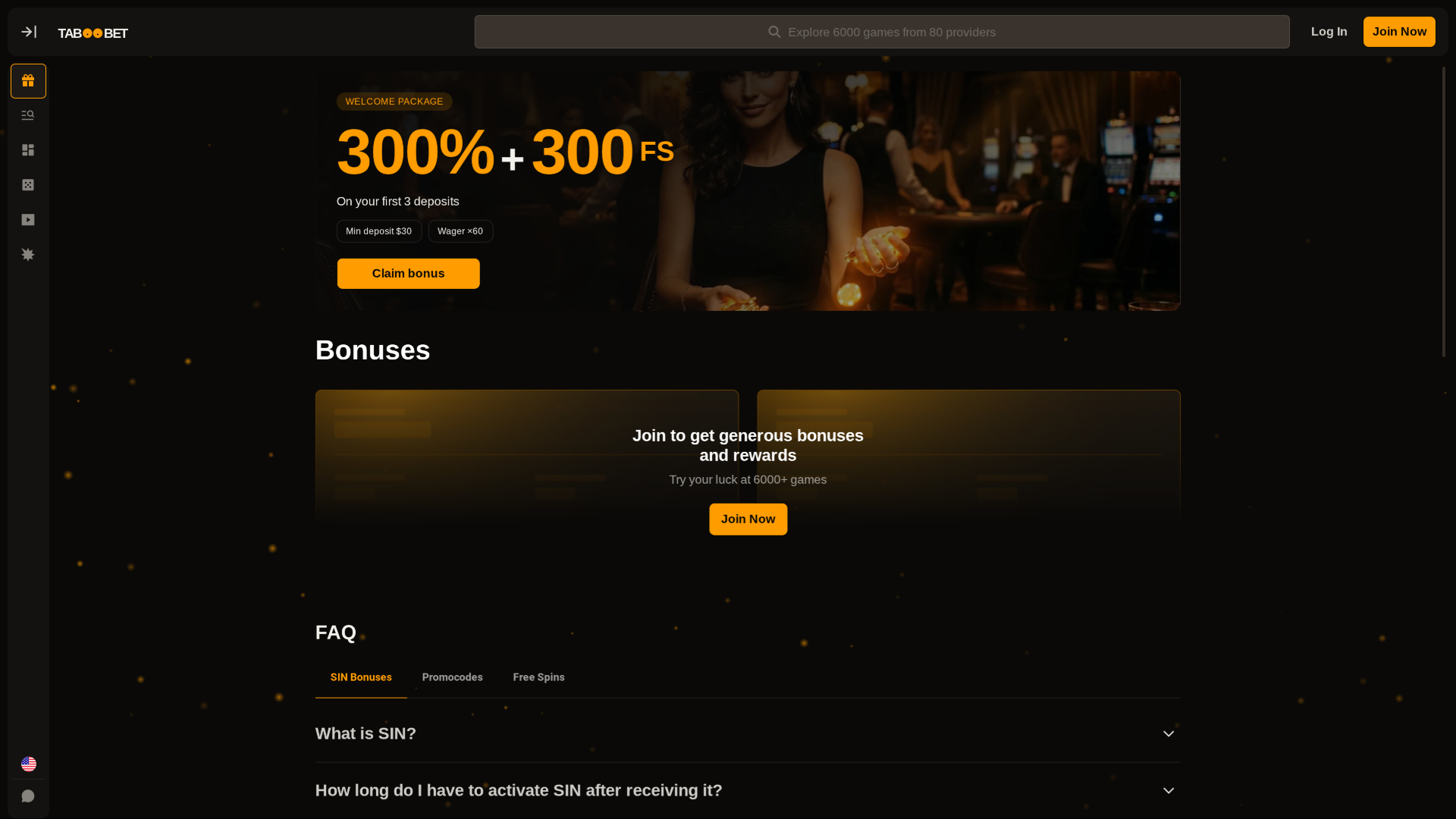 TabooBet Casino Desktop-Aktionen