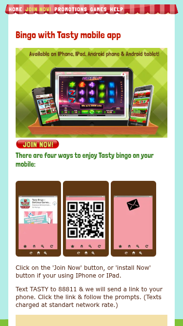 Application mobile de Tasty Bingo