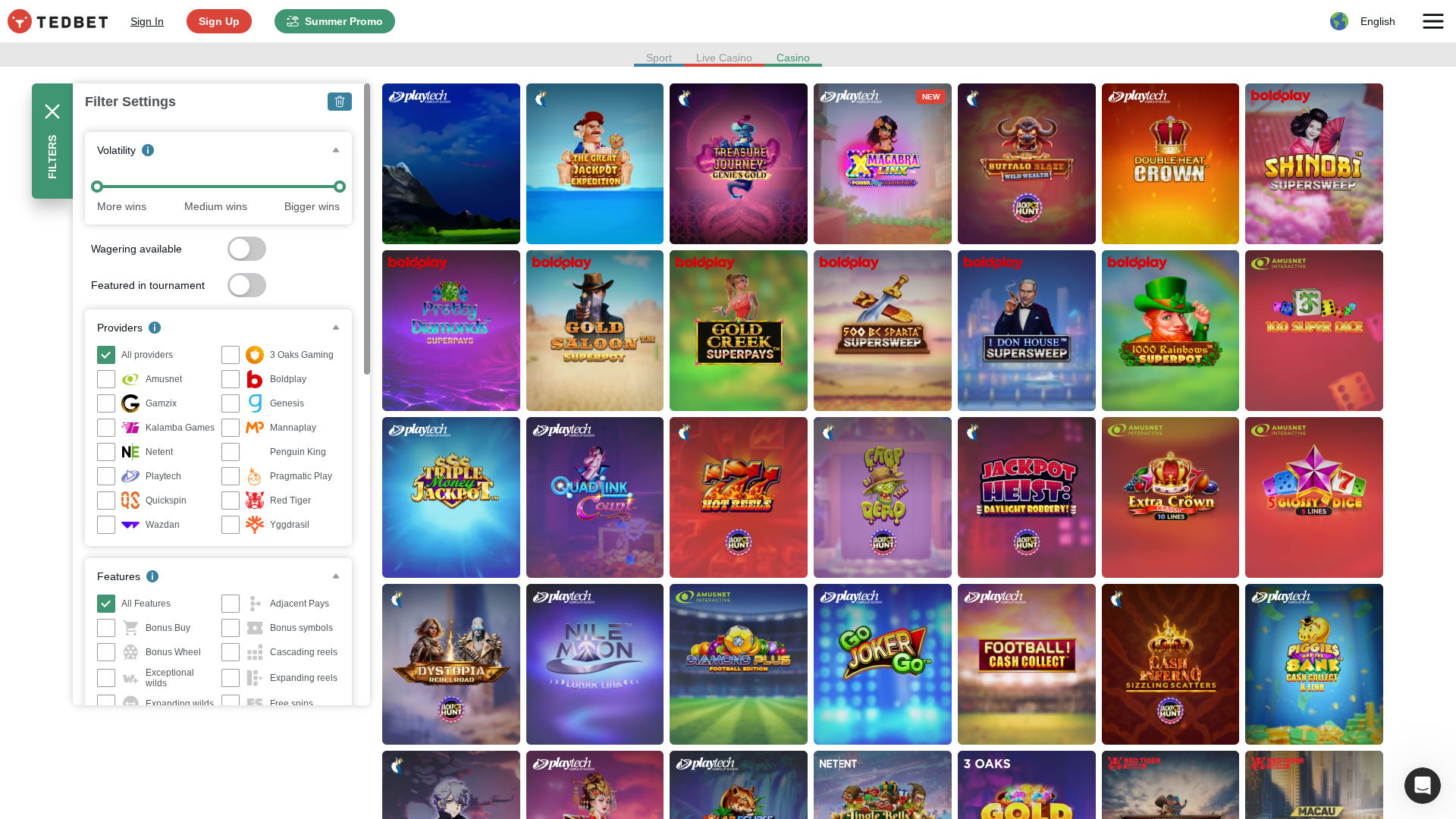 Jackpot de bureau de TedBet Casino