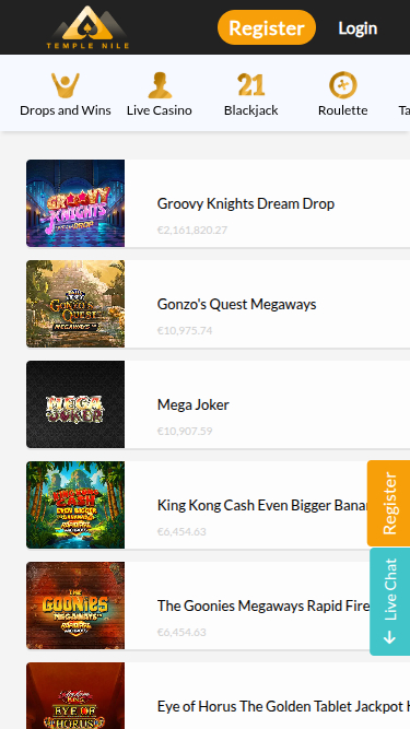 Bote móvil de Temple Nile Casino