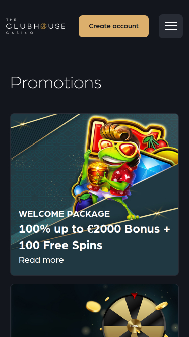 Promotions mobiles de The Club House Casino