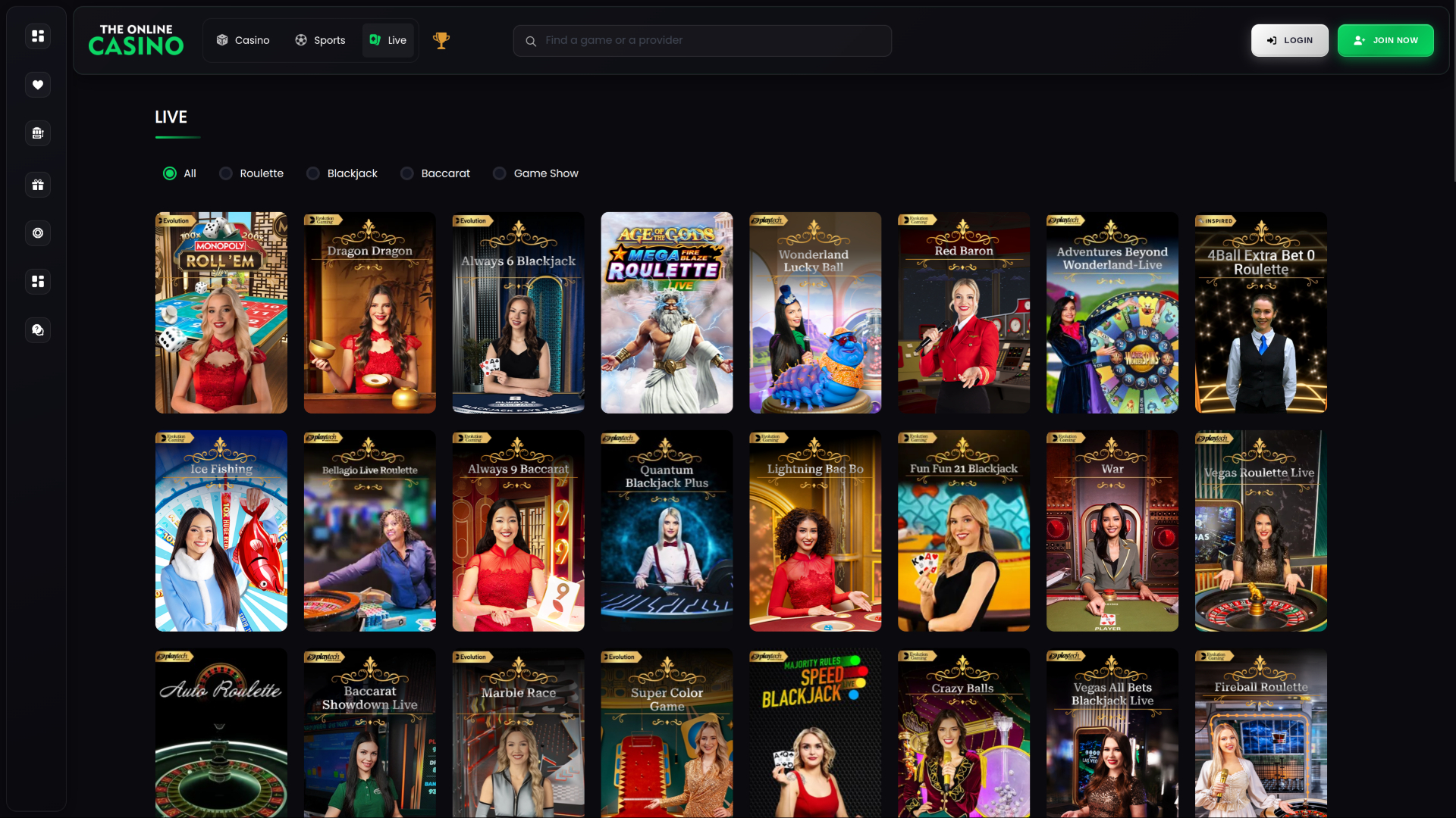 Dealer dal vivo desktop di The Online Casino