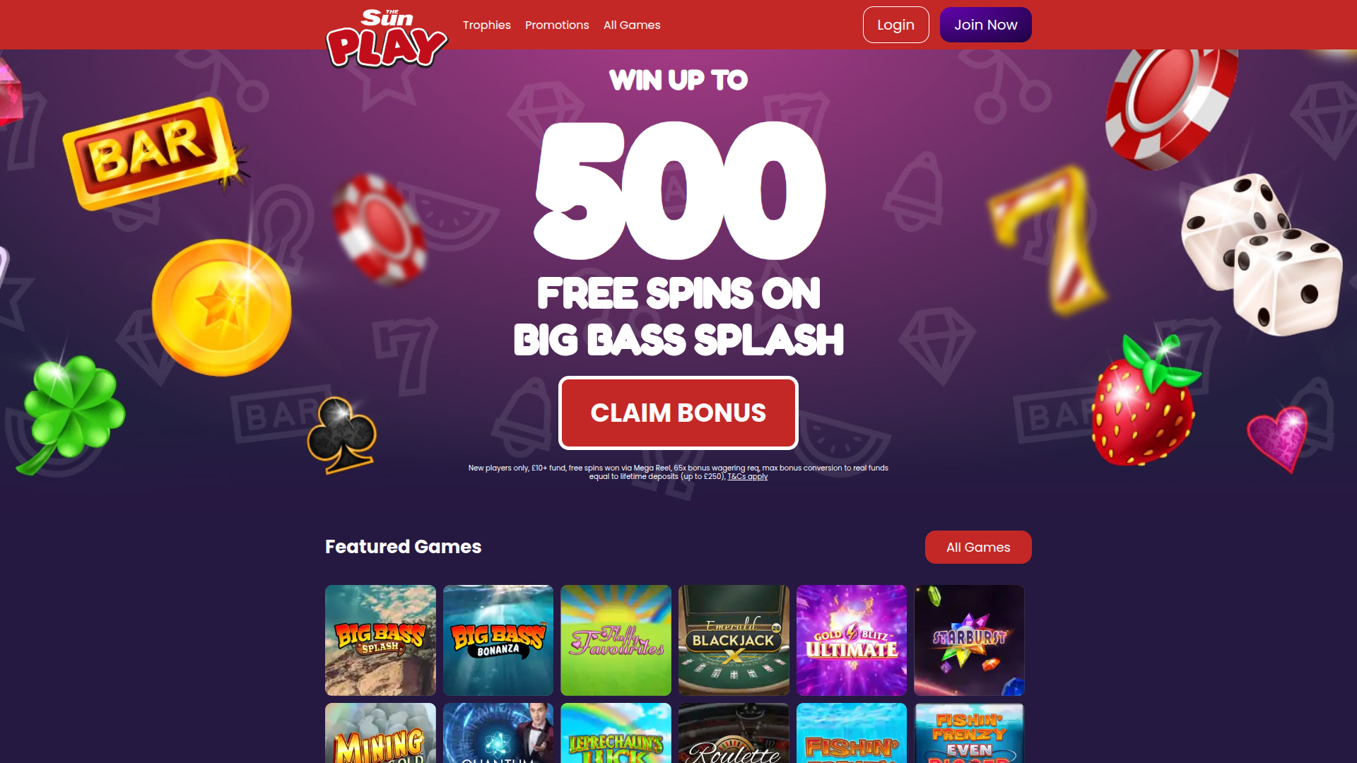 Homepage desktop di The Sun Play Casino