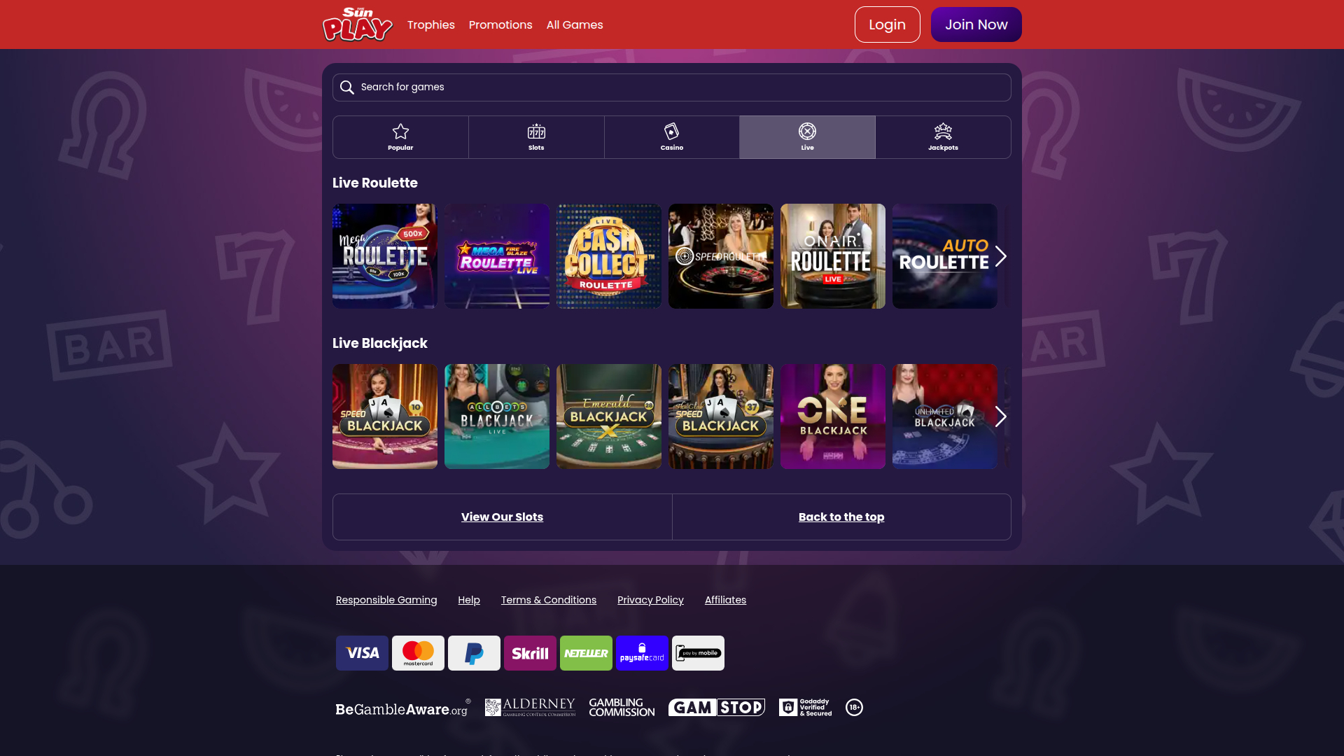 Dealer dal vivo desktop di The Sun Play Casino