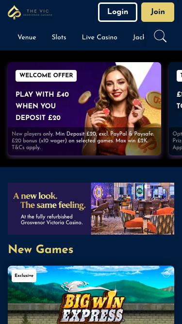 Мобильная версия сайта Vic Casino