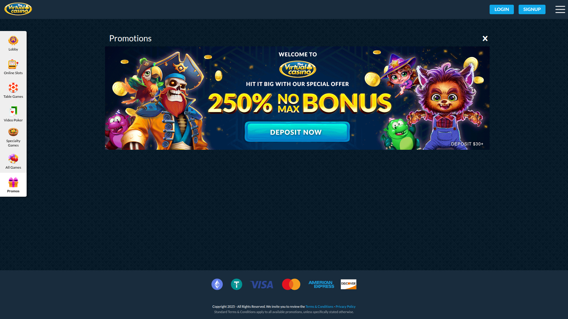 Promotions de bureau de The Virtual Casino