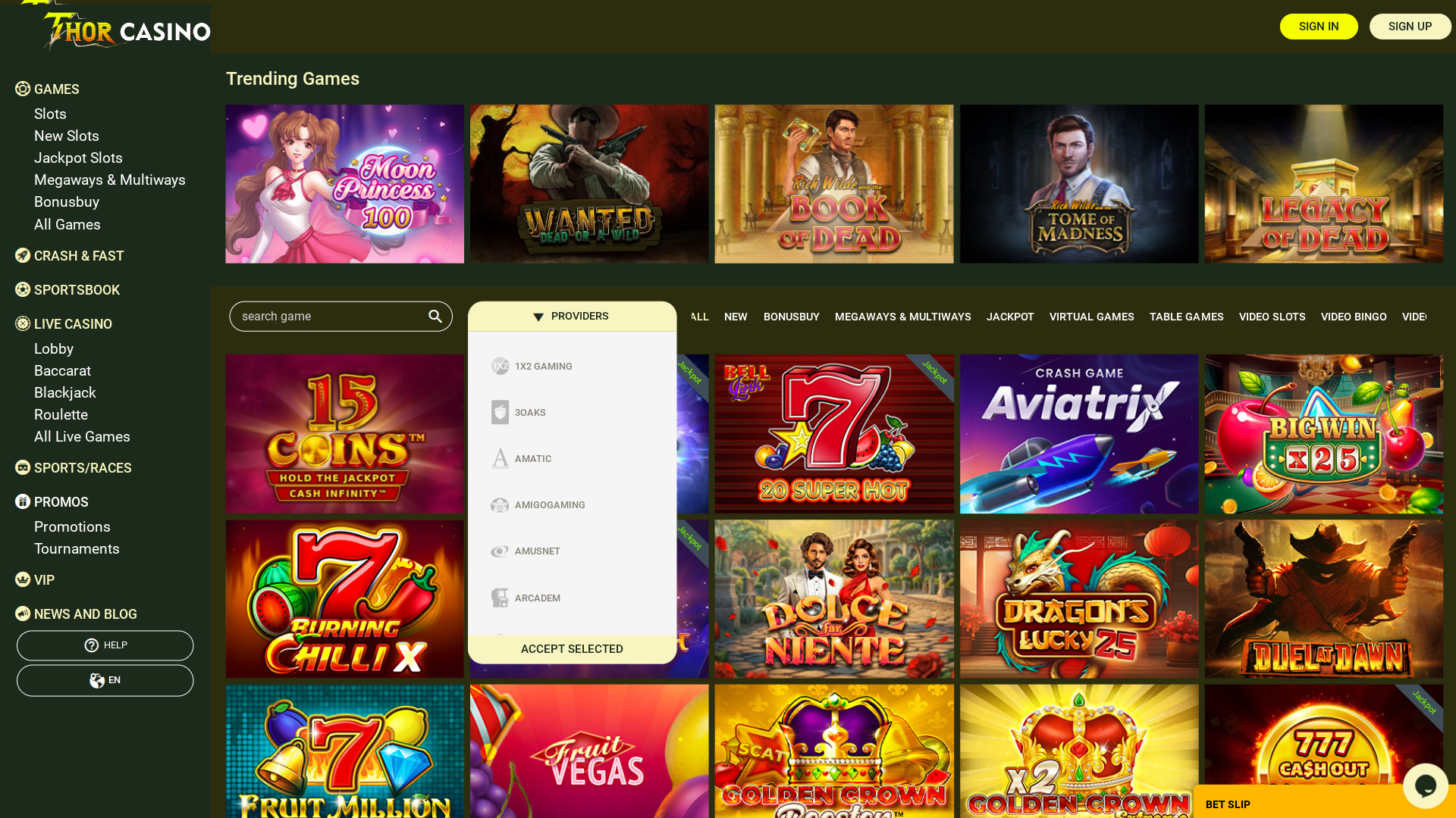 Développeurs de jeux de bureau de Thor Casino