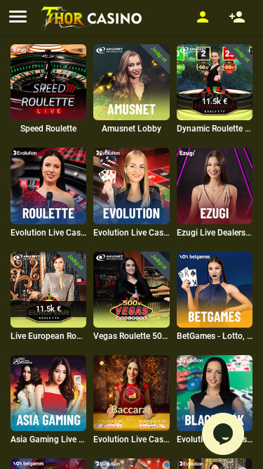 Croupier en direct mobile de Thor Casino