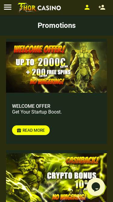 Promotions mobiles de Thor Casino