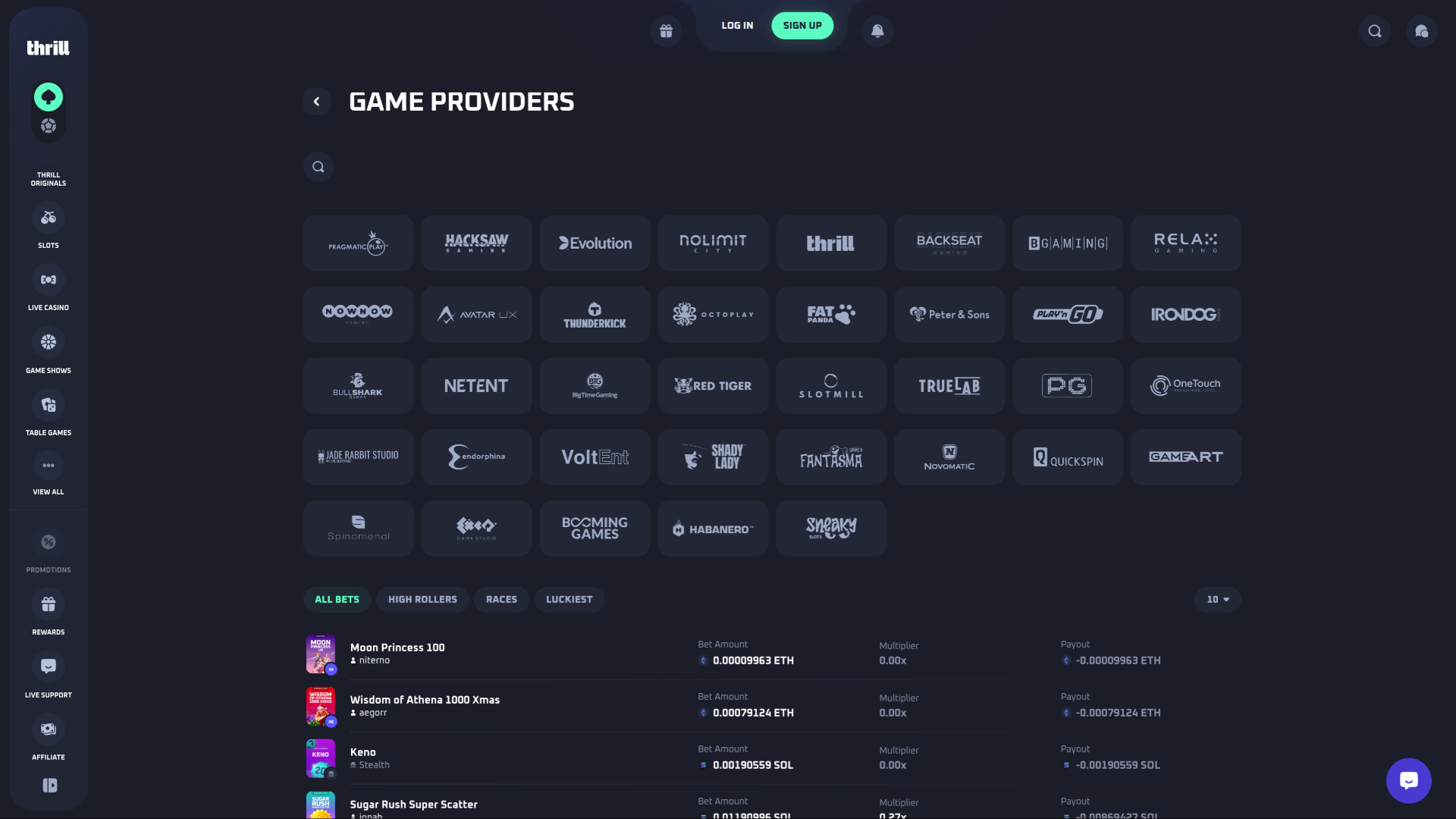Développeurs du jeu de casino Thrill pour ordinateur