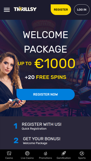 Thrillsy Mobile Homepage