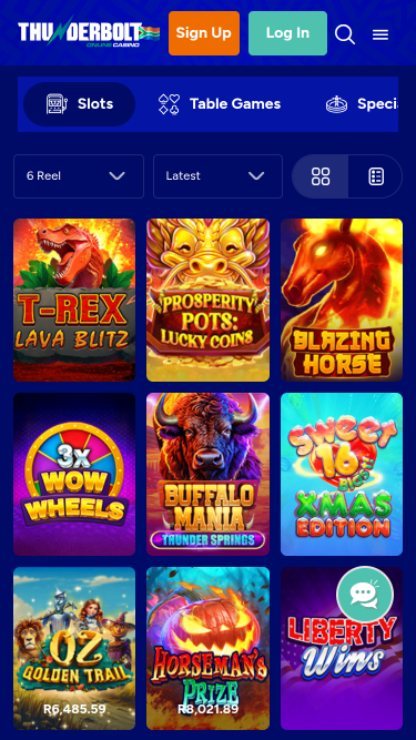 Jeux mobiles de Thunderbolt Casino