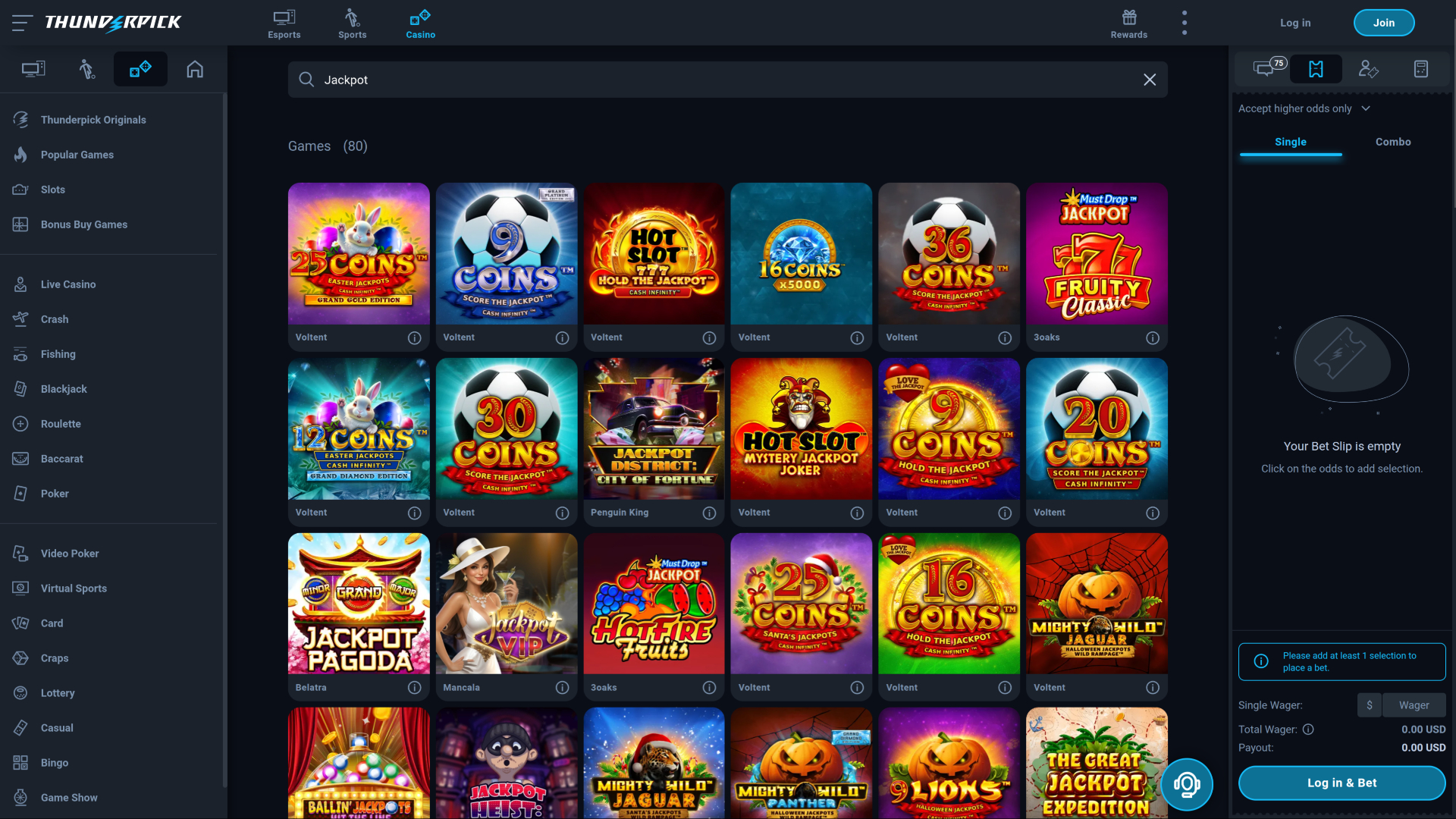 ThunderPick Casino Desktop Jackpot