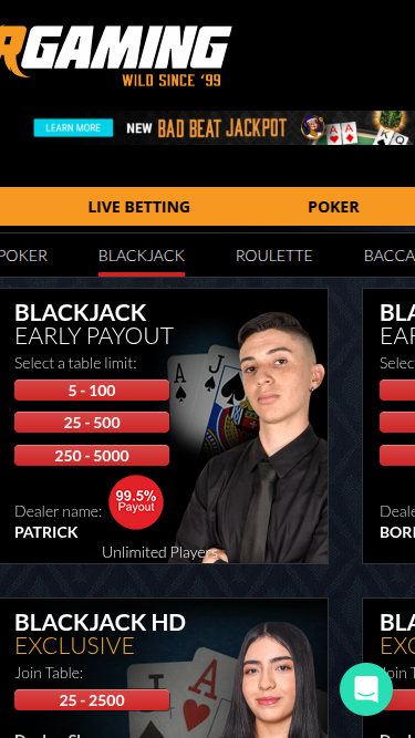 Croupier en direct mobile de TigerGaming Casino