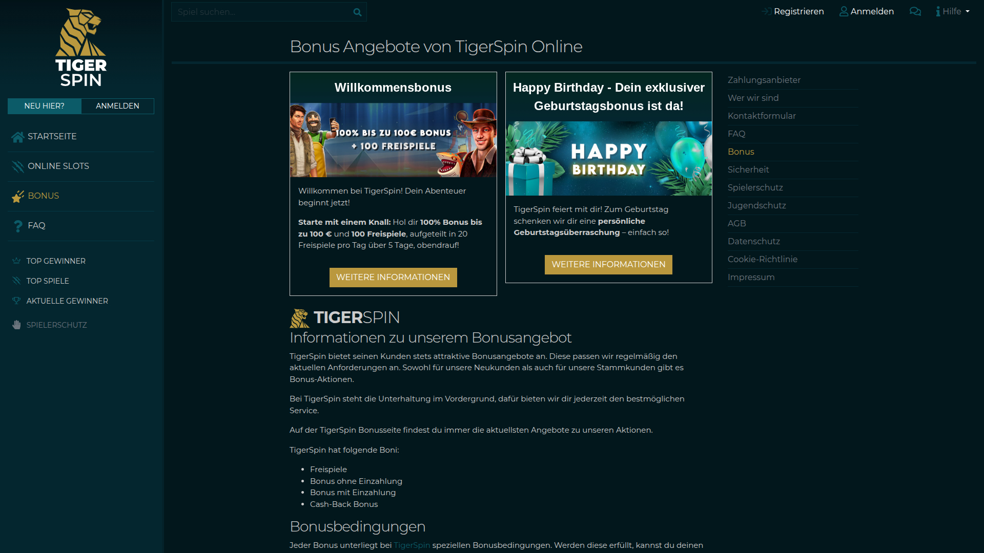 Bonus desktop di TigerSpin Casino