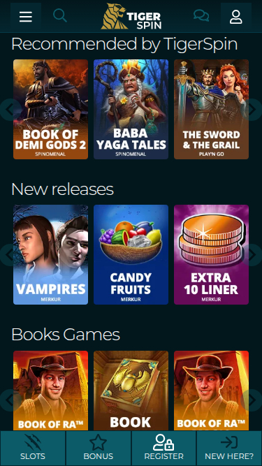 Giochi mobile di TigerSpin Casino