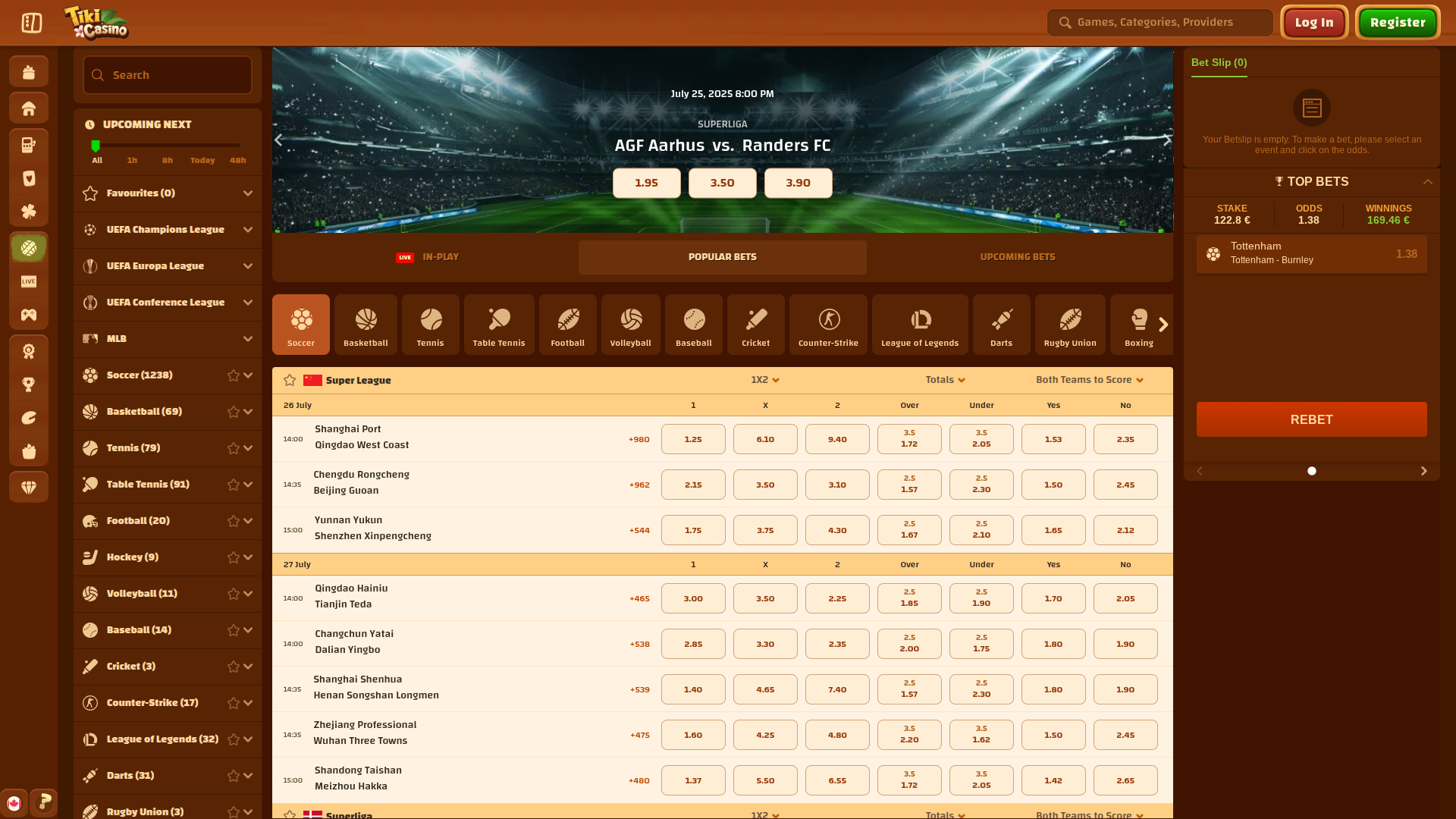 Deportes de escritorio de Tiki Casino