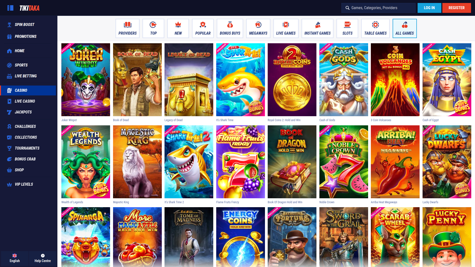 Jeux de bureau de Tikitaka Casino