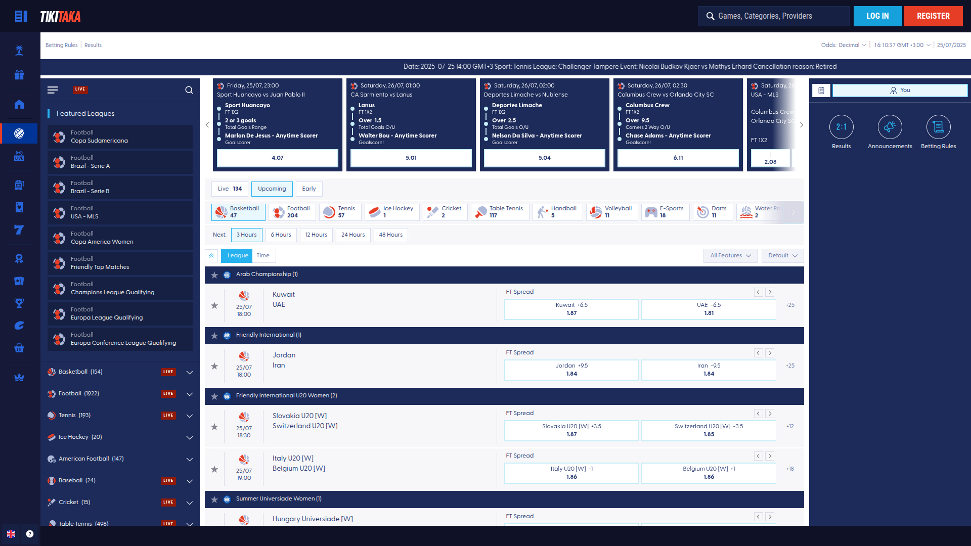 Sports de bureau de Tikitaka Casino