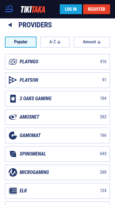 Développeurs de jeux mobiles de Tikitaka Casino