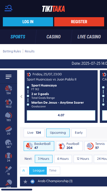Sports mobiles de Tikitaka Casino