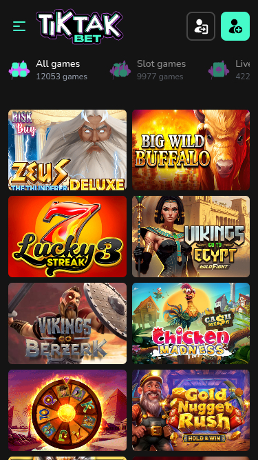 TikTak Bet Casino mobile Spiele