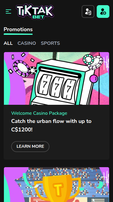 TikTak Bet Casino mobile Promotions
