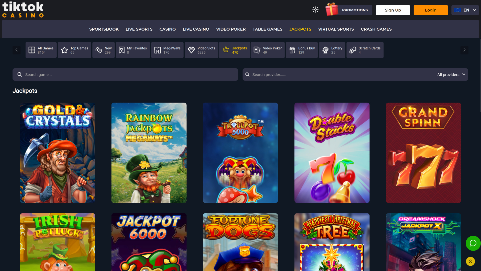 Jackpot du casino TikTok sur ordinateur