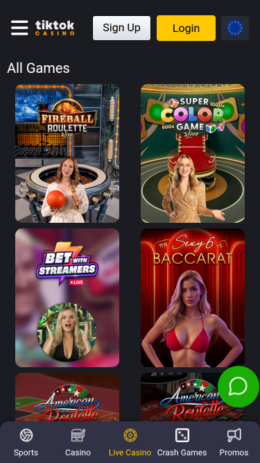 Casino mobile TikTok avec croupier en direct