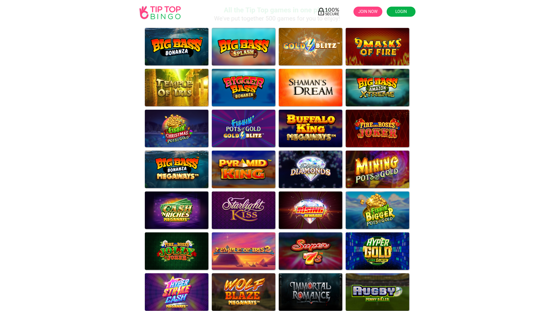 Tip Top Bingo Casino Desktop-Spiele