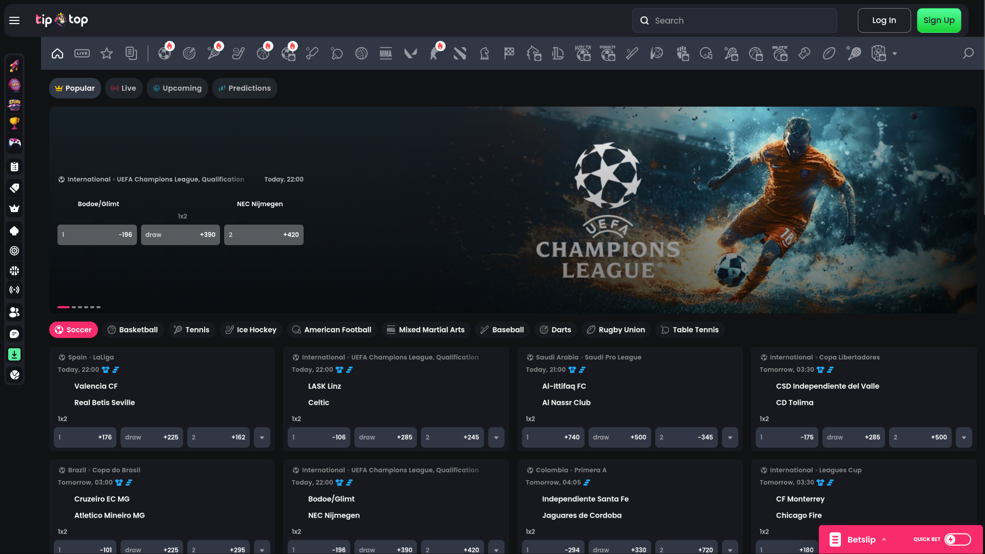 Tip Top Casino Desktop Scommesse sportive