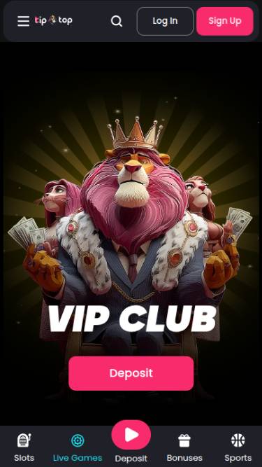 VIP mobile page screenshot of TipTop Casino