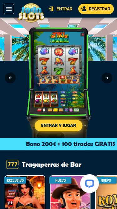 Homepage mobile di Todo Slots