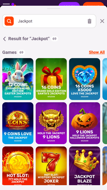 Jackpot mobile du casino TonyBet