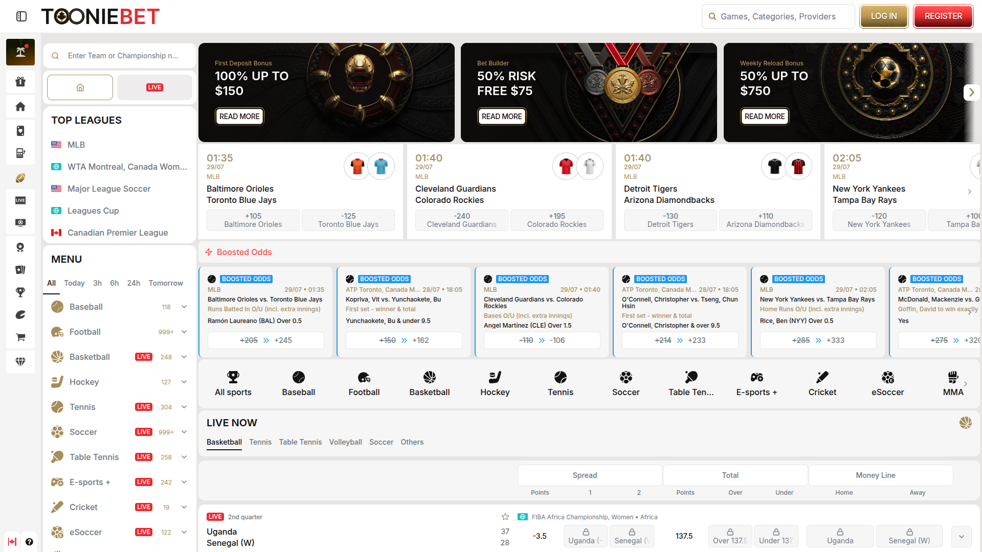 Sports de bureau de ToonieBet Casino