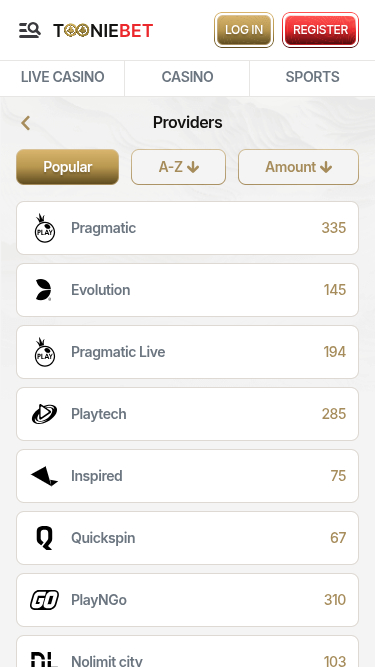 Développeurs de jeux mobiles de ToonieBet Casino