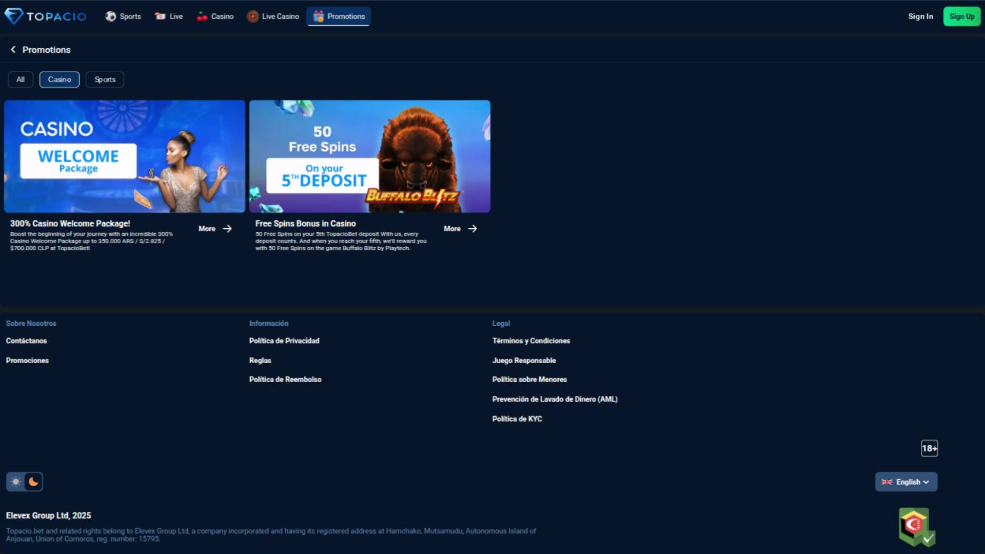 Promociones del Casino Topacio