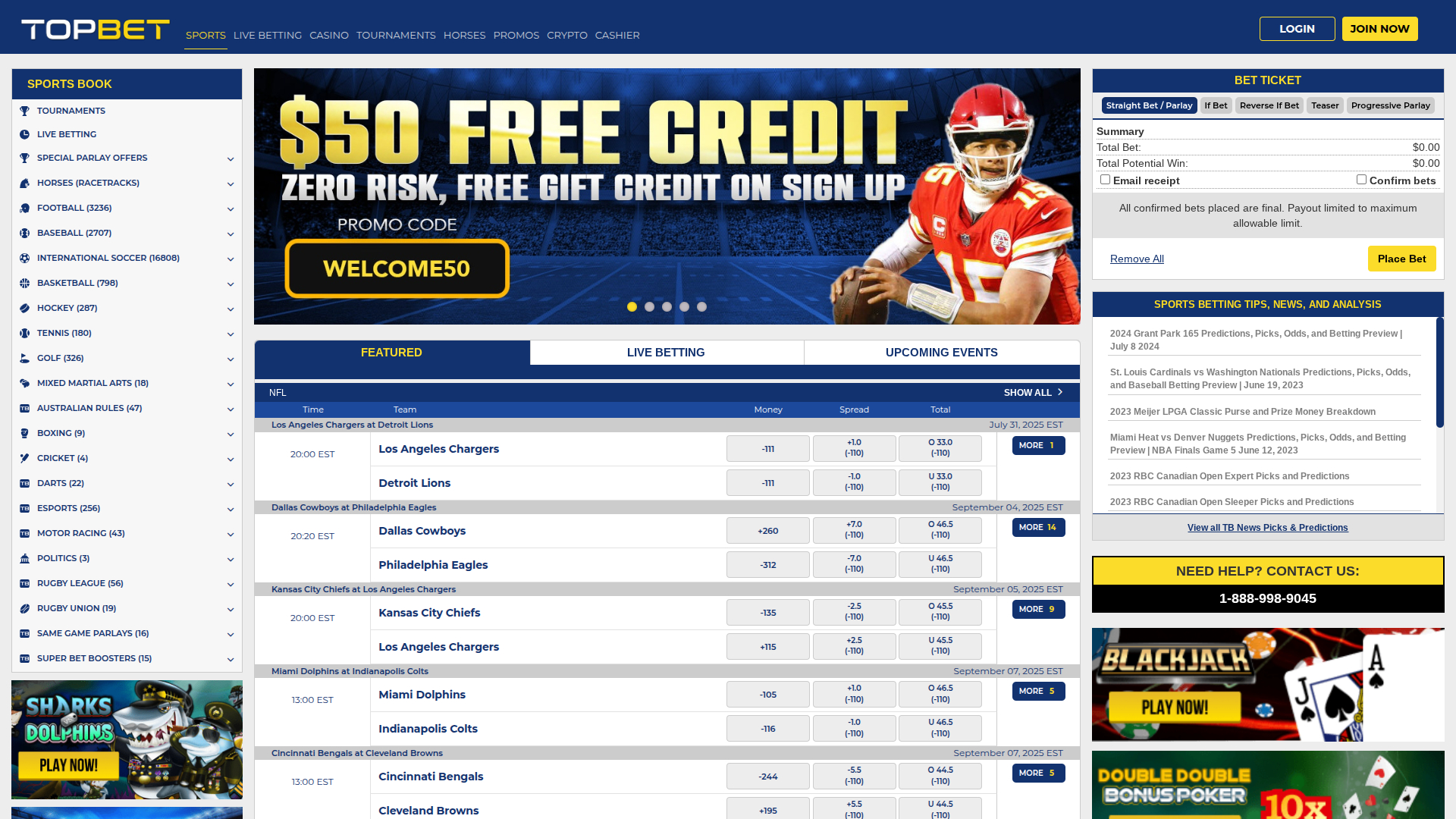 Página de inicio de escritorio de TopBet Casino