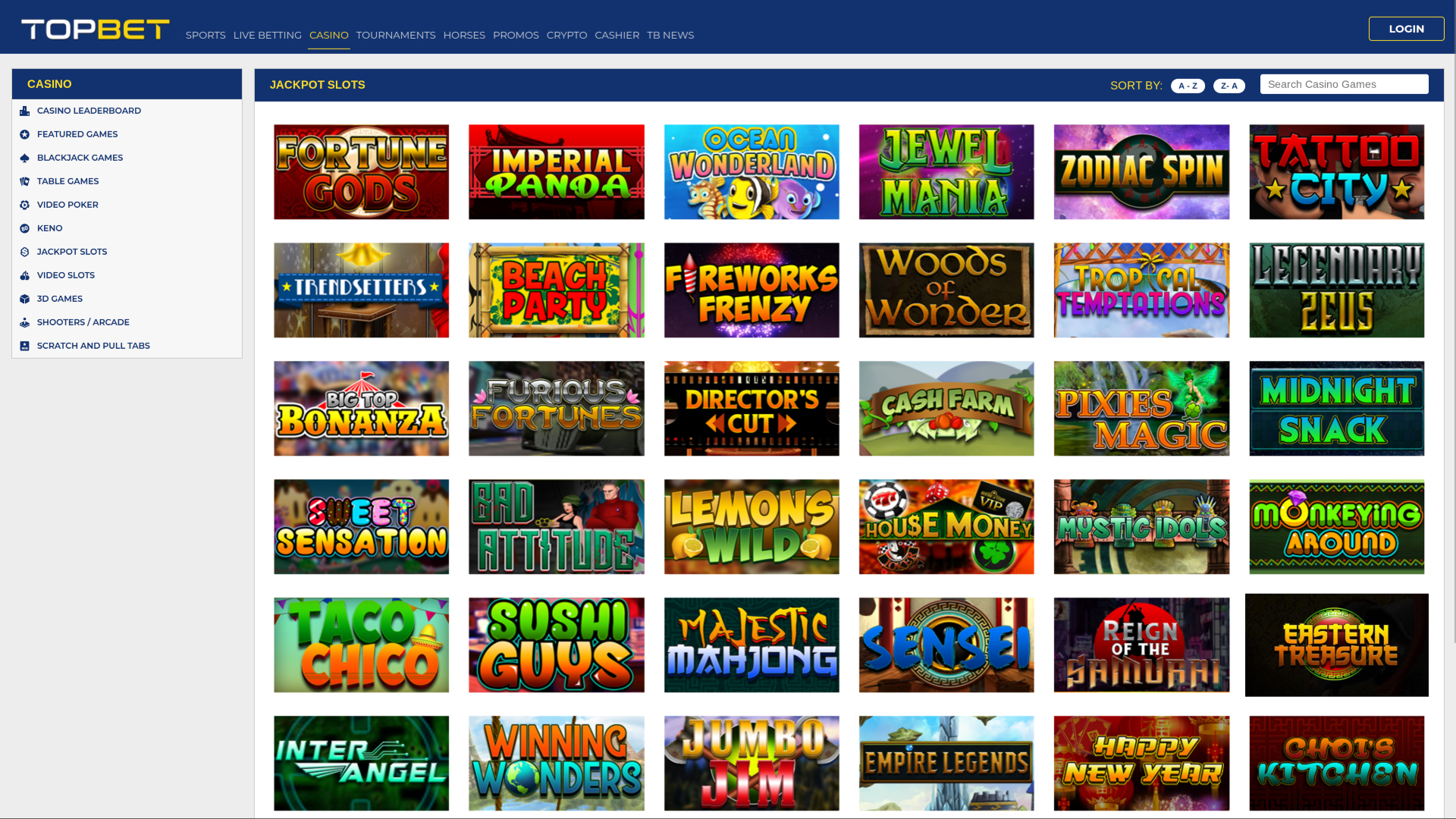 TopBet Casino Desktop Jackpot