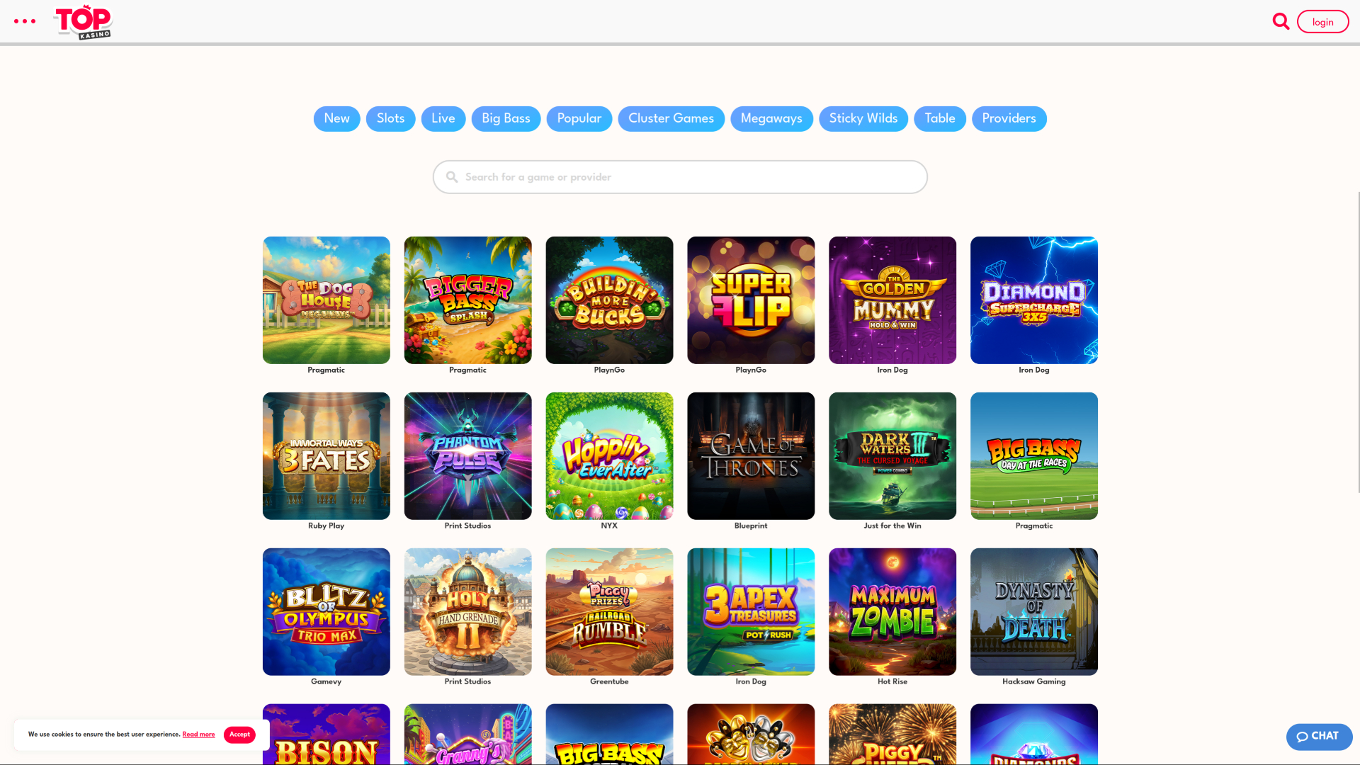Jeux de casino Topkasino pour ordinateur
