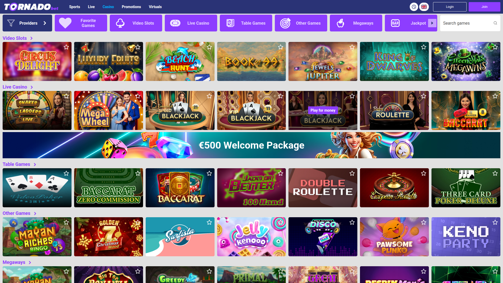 Jeux sur bureau de Tornadobet Casino