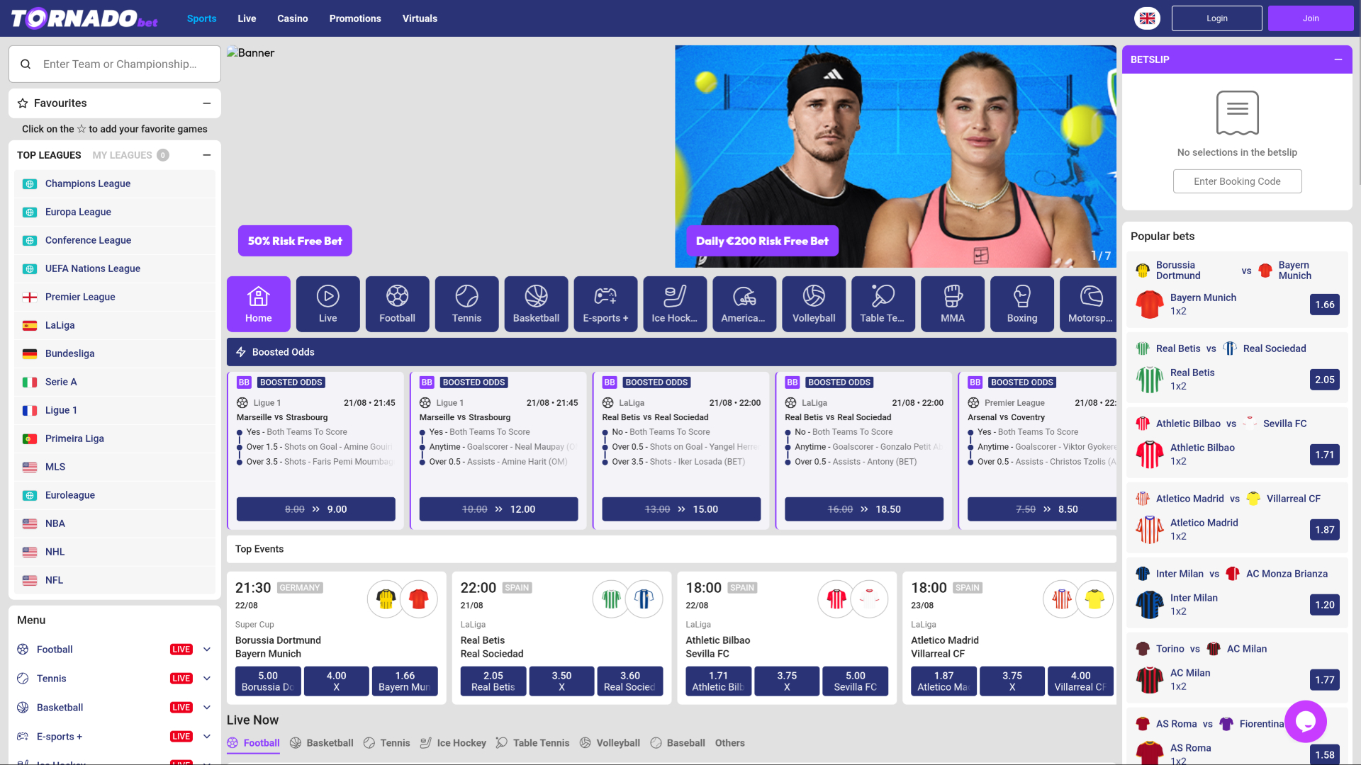 Казино Tornadobet, ставки на спорт на компьютере